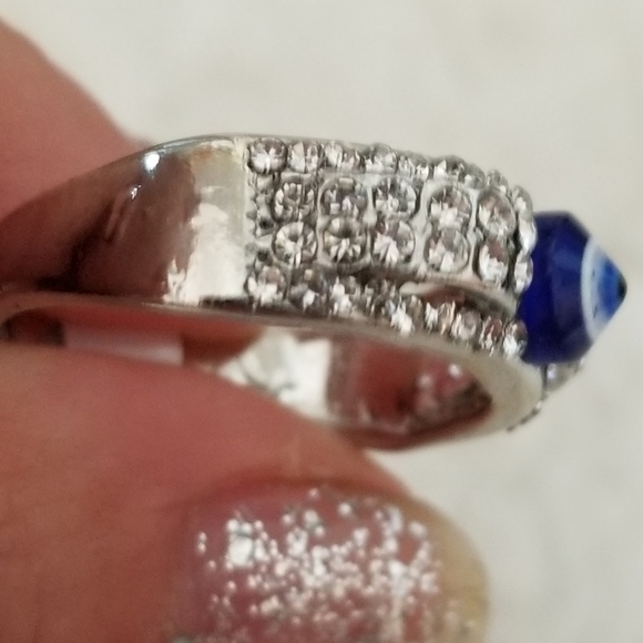 3/$30♥️ Lucky Evil Eye  Protection Rhinestone Silver Ring New all sizes New - Picture 3 of 4